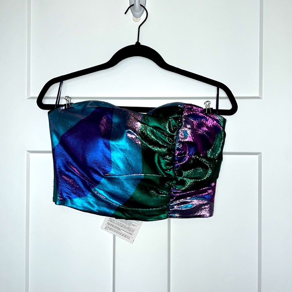 NWT Pardens Topwear Randi Metallic Crop - Lilac